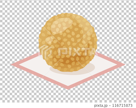 敷紙にのった胡麻団子のイラスト 116715873
