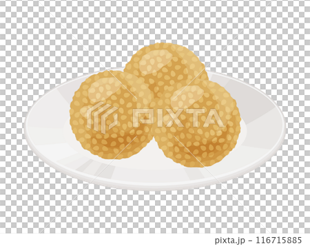 Illustration of sesame balls on a plate 116715885