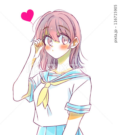 女子学生　夏服のセーラー服　恋愛 116715905