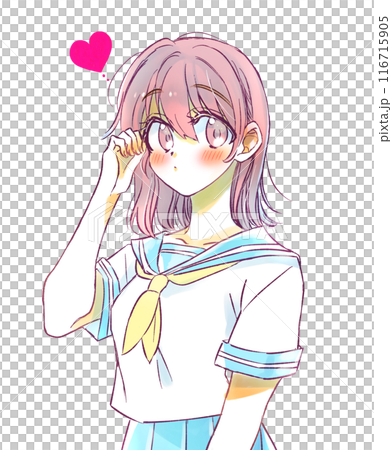 女子学生　夏服のセーラー服　恋愛 116715905