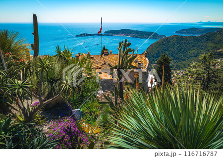 Amazing view with Mediterranean Sea from the botanical garden, Eze 116716787
