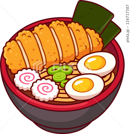 Katsu ramen cartoon drawing 116717387
