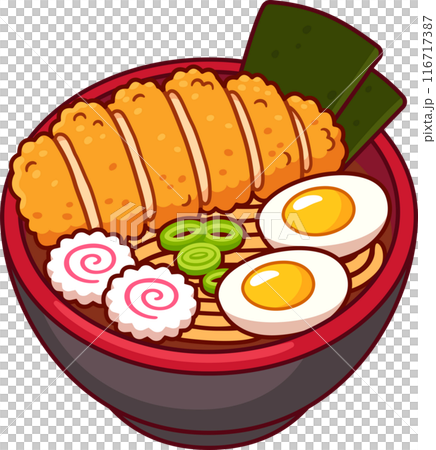 Katsu ramen cartoon drawing 116717387