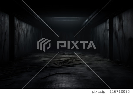 黒板の壁を背景にした木製。製品のモックアップやディスプレイに最適。バナー形式のプレゼンテーション 黒板の壁を背景にした木製。製品のモックアップやディスプレイに最適。バナー形式のプレゼンテーション 116718056