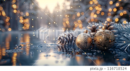 Frosted Ornaments On A Snowy Evening 116718524