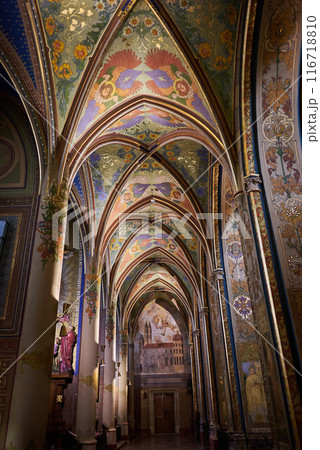 Interior of Basilica of St. Peter and St. Paul, neo-Gothic church in Vysehrad fortress in Prague, Czech Republic Interior of Basilica of St. Peter and St. Paul, neo-Gothic church in Vysehrad fortress in Prague, Czech Republic 116718810