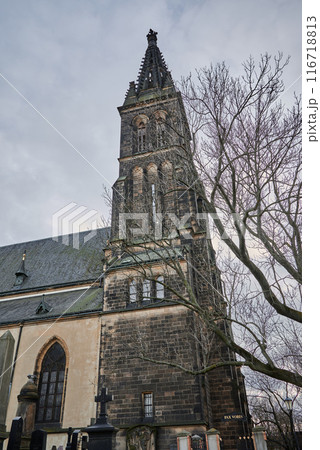 Basilica of St. Peter and St. Paul, neo-Gothic church in Vysehrad fortress in Prague, Czech Republic Basilica of St. Peter and St. Paul, neo-Gothic church in Vysehrad fortress in Prague, Czech Republic 116718813