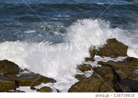 日本海の荒波 山形県庄内海岸 日本海の荒波 山形県庄内海岸 116719818