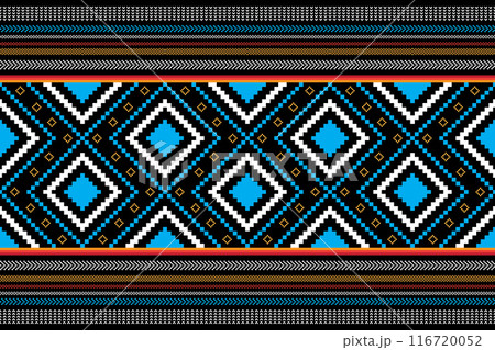 fabric pixel abstract geometric pattern shape design for clothing, fabric, background, wallpaper, wrapping, batik. Knitwear, Embroidery style. Aztec geometric art ornament print. 116720052