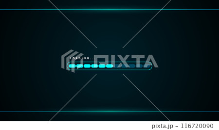Blue loading bar abstract technology interface hud vector design for technology business.	 116720090