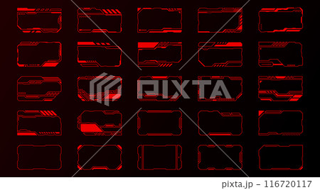 red abstract frames technology futuristic interface hud vector design for ui games.	 116720117