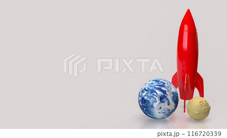 The rocket and moon for sci or Business concept 3d rendering. 116720339