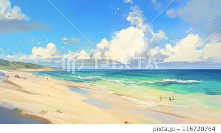 穏やかな波の夏のイラスト素材 [116720764] - PIXTA