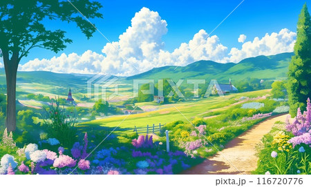 夏の幻想:花咲く丘の風景 夏の幻想:花咲く丘の風景 116720776