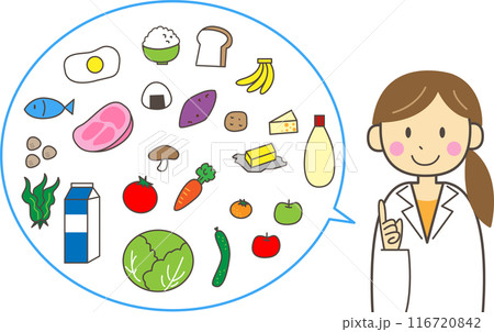 栄養素を説明をする栄養士の女性 116720842