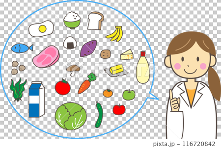 栄養素を説明をする栄養士の女性 116720842