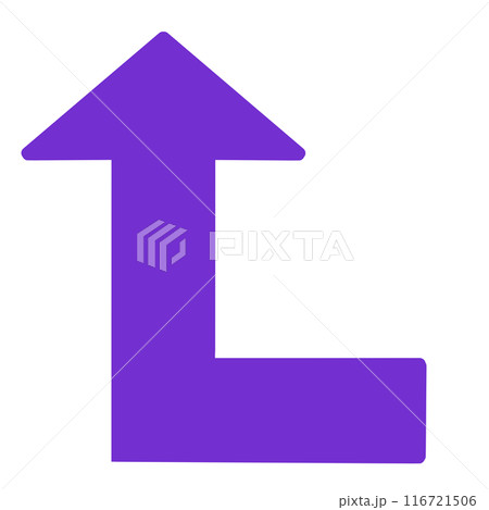 90度に曲がる矢印1(紫)(線画なし) 90度に曲がる矢印1(紫)(線画なし) 116721506