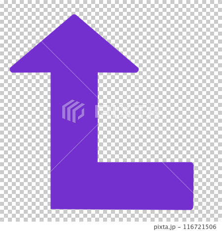 90度に曲がる矢印1(紫)(線画なし) 90度に曲がる矢印1(紫)(線画なし) 116721506