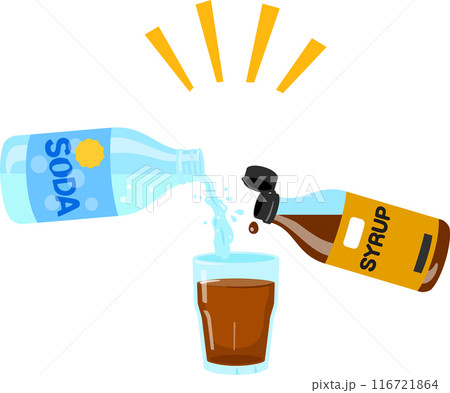 グラスに注がれるシロップと炭酸水 116721864