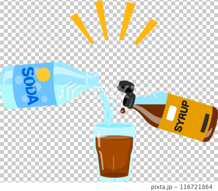 グラスに注がれるシロップと炭酸水 116721864