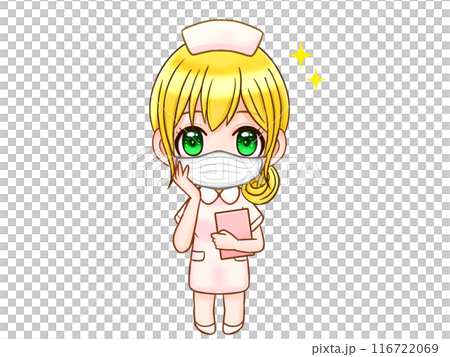 戴著口罩的可愛護士赤壁人物插畫素材 戴著口罩的可愛護士赤壁人物插畫素材 116722069