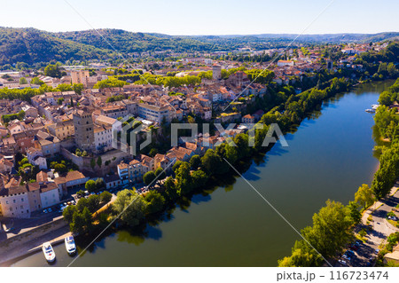 Aerial view of Cahors town, France 116723474