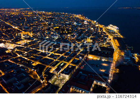 Night aerial view of downtown of Lisbon Night aerial view of downtown of Lisbon 116724314