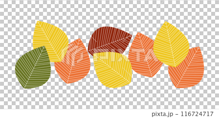 カラフルな葉っぱのイラスト カラフルな葉っぱのイラスト 116724717