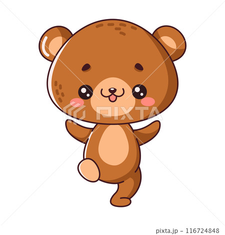 Pretty cute dancing bear flat color vector illustration 116724848
