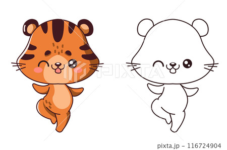 Playful tiger dancing ballet character of coloring page 116724904