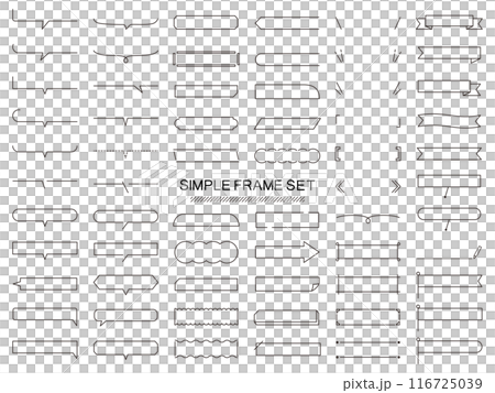 Simple frame vector illustration set Frame Speech bubble Ribbon Flag Line Line drawing 116725039