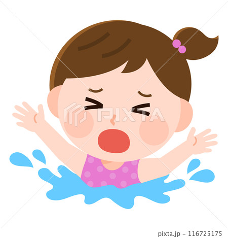 溺れてもがく女の子　水難事故　イラスト 116725175