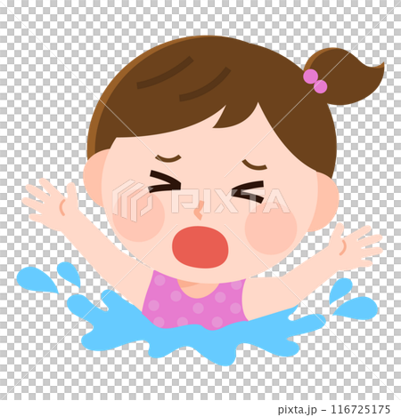 溺れてもがく女の子　水難事故　イラスト 116725175