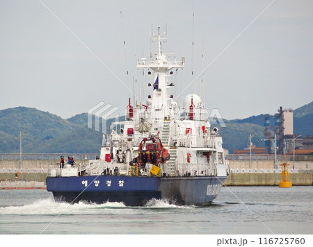 Korean Coastguard ship on sea 116725760