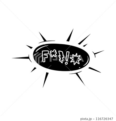 Comic swear speech bubble, hate angry talk, aggressive expletive curse. Isolated vector bold, expressive typography in burst shape, conveying profanity to emphasize emotions or dialogue within comics 116726347