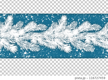 Fir tree garland. Christmas seamless border. Greeting card, winter floral frame. 116727459