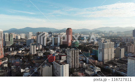 Aerial view of the silhouette of skyscrapers and the city center of Kuala Lumpur. Aerial view of the silhouette of skyscrapers and the city center of Kuala Lumpur. 116727811