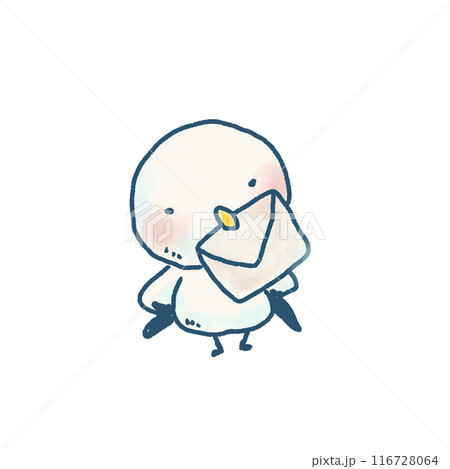 手紙を届ける可愛いかもめのデフォルメイラスト 116728064