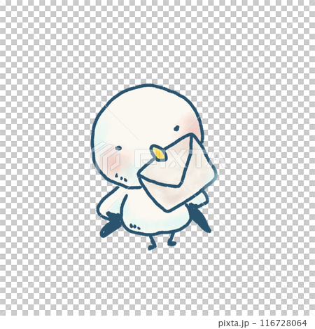 一隻可愛的海鷗送信的變形插圖 116728064