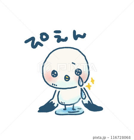 悲しくて泣いている可愛いかもめのイラスト 116728068