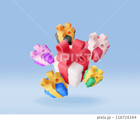 3D gift box pile isolated 3D gift box pile isolated 116728164