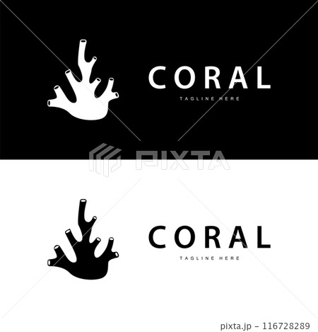 coral logo underwater seaweed plant simple template design marine decoration 116728289