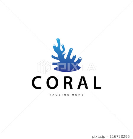 coral logo underwater seaweed plant simple template design marine decoration 116728296