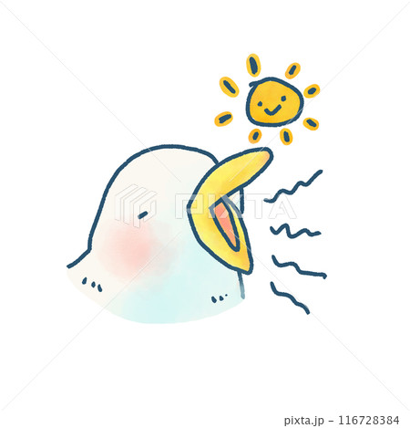 朝を浴びるかもめの可愛いイラスト 朝を浴びるかもめの可愛いイラスト 116728384