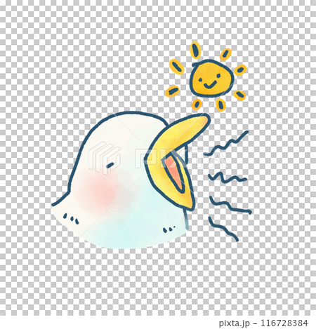 朝を浴びるかもめの可愛いイラスト 朝を浴びるかもめの可愛いイラスト 116728384