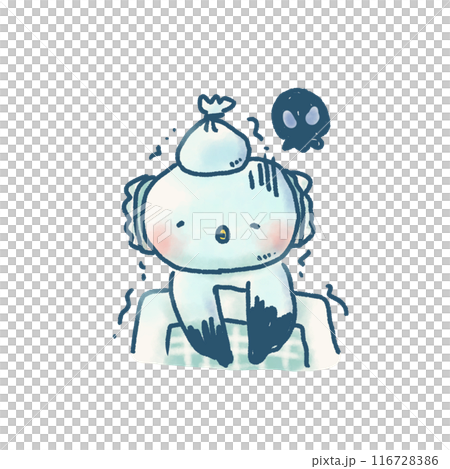 風邪をひいて寝込む可愛いかもめのイラスト 風邪をひいて寝込む可愛いかもめのイラスト 116728386