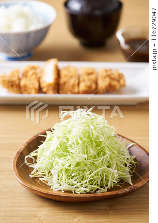 キャベツの千切りとトンカツ 116729047