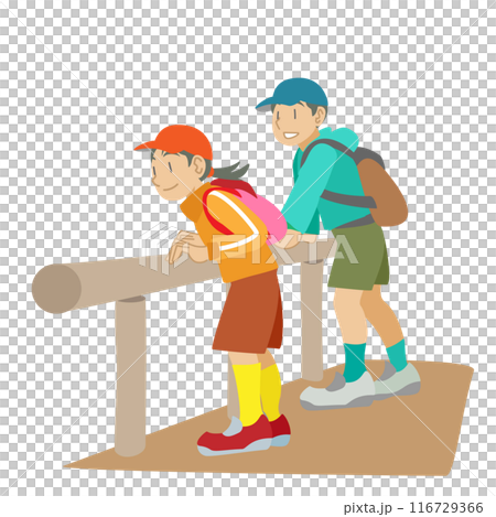 展望台からの景色を眺める子供たちのイラスト 116729366