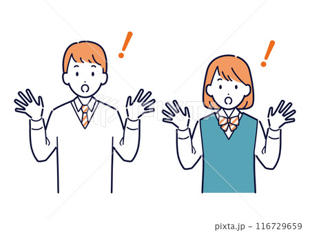 びっくりする高校生のイラスト_上半身 びっくりする高校生のイラスト_上半身 116729659