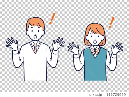 Illustration of a surprised high school student _ upper body 116729659